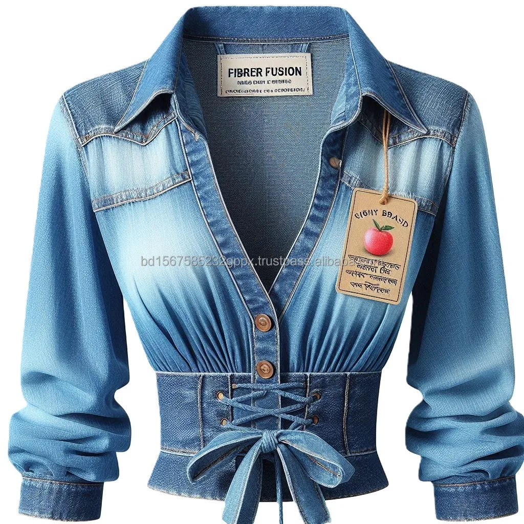 Женская свободная Джинсовая блузка с длинным рукавом