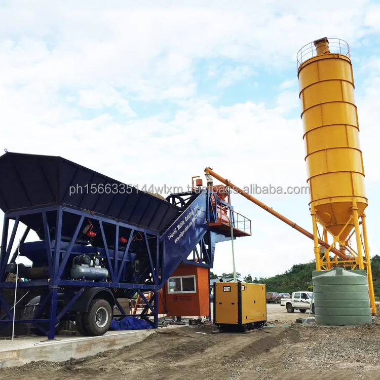 Small capacity 25m3/H mobile cement batch mixing mini concrete plant in philippines