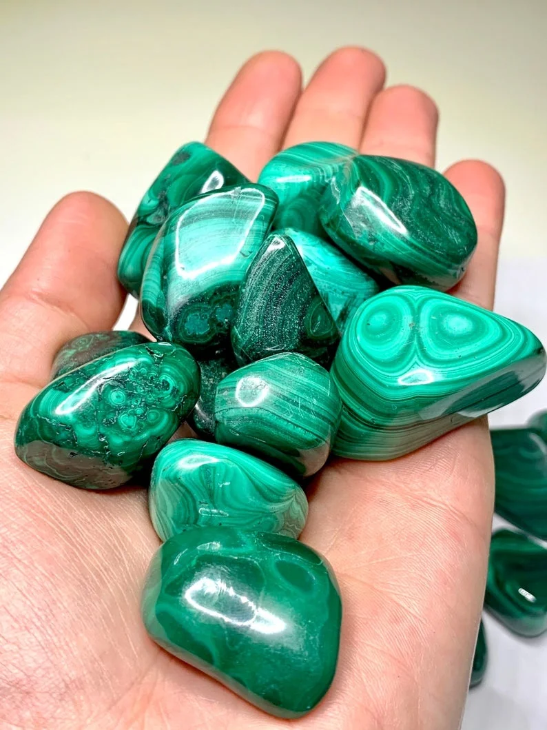 Natural Green Malachite Crystal Tumbled Stones Polished Malachite Crystal Tumbled Stones Malachite Healing Tumble Stone