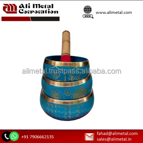 Fully Customizable Tradition Hand Forged Brass Meditation Bowl Warm Tones Metal Model Religious Style Print