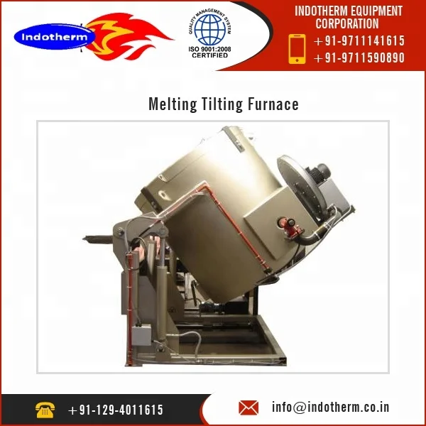 Crucible Furnace Used for Melting Aluminum Alloys 500 Kgs Capacity Hydraulic Tilting with High Efficiency Gas Burners