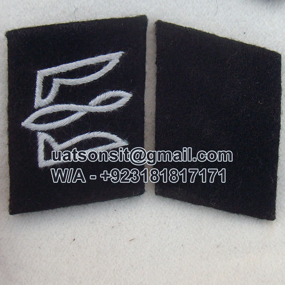 SUMMER FASHION HIGH QUALITY BLACK GERMAN WOOL UNIFORMS COLLAR TABS TWILL FABRIC PATCHES