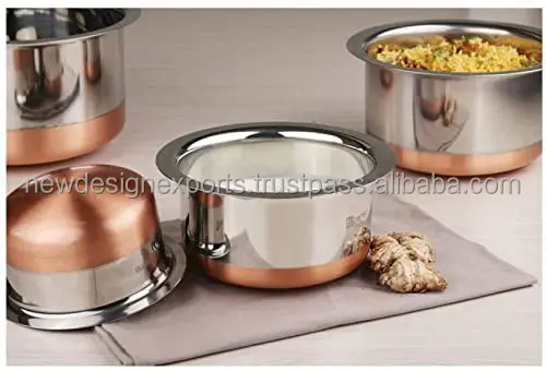 5 Pcs Copper Bottom Patila Set Stainless Steel Set Copper Bottom patila Tapeli bhagona New Milk Pot pan