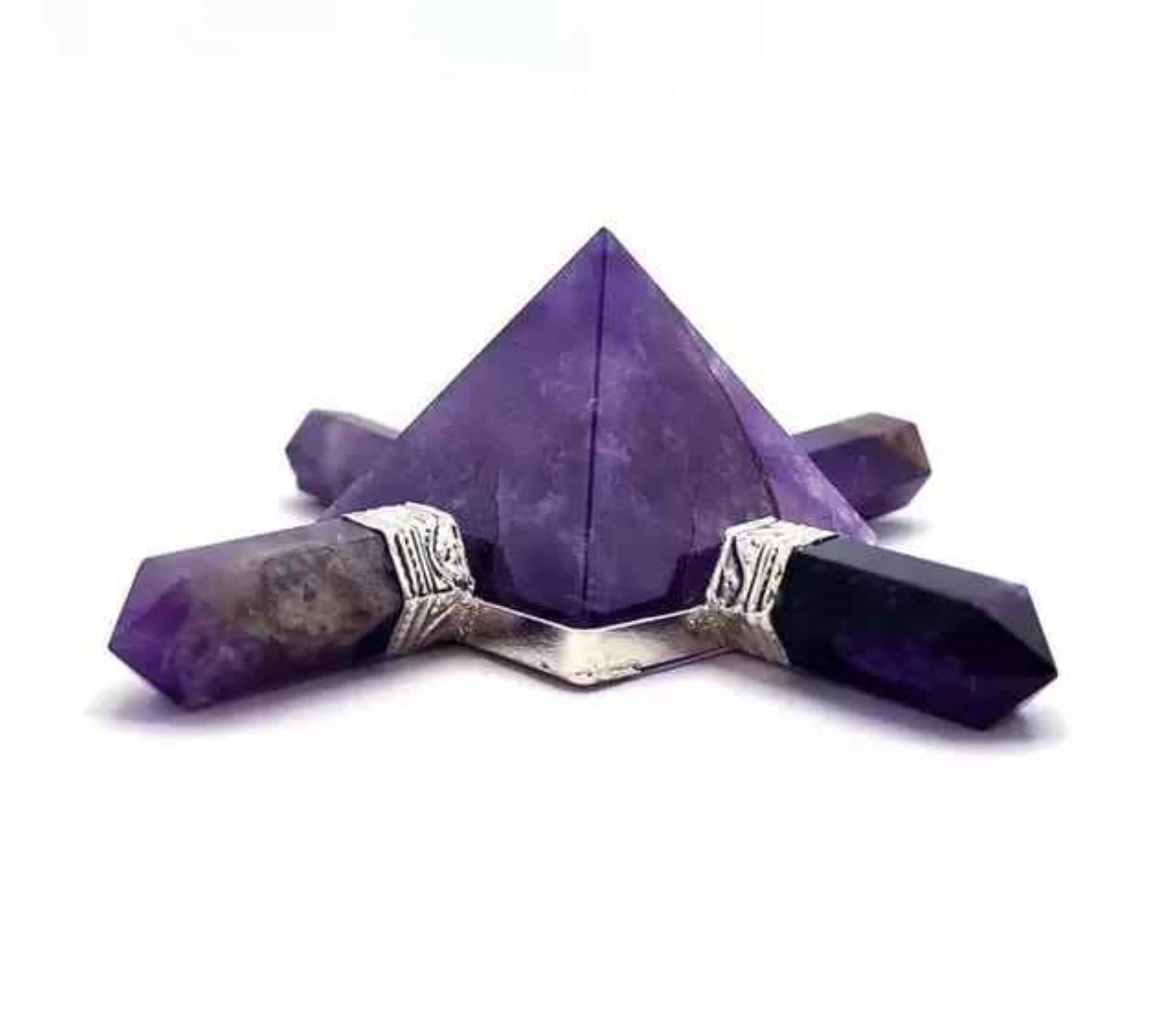 Natural High Quality Crystal Amethyst Generator 4 Point Pyramid Energy Generator for Reiki Healing Meditation Vastu Protection