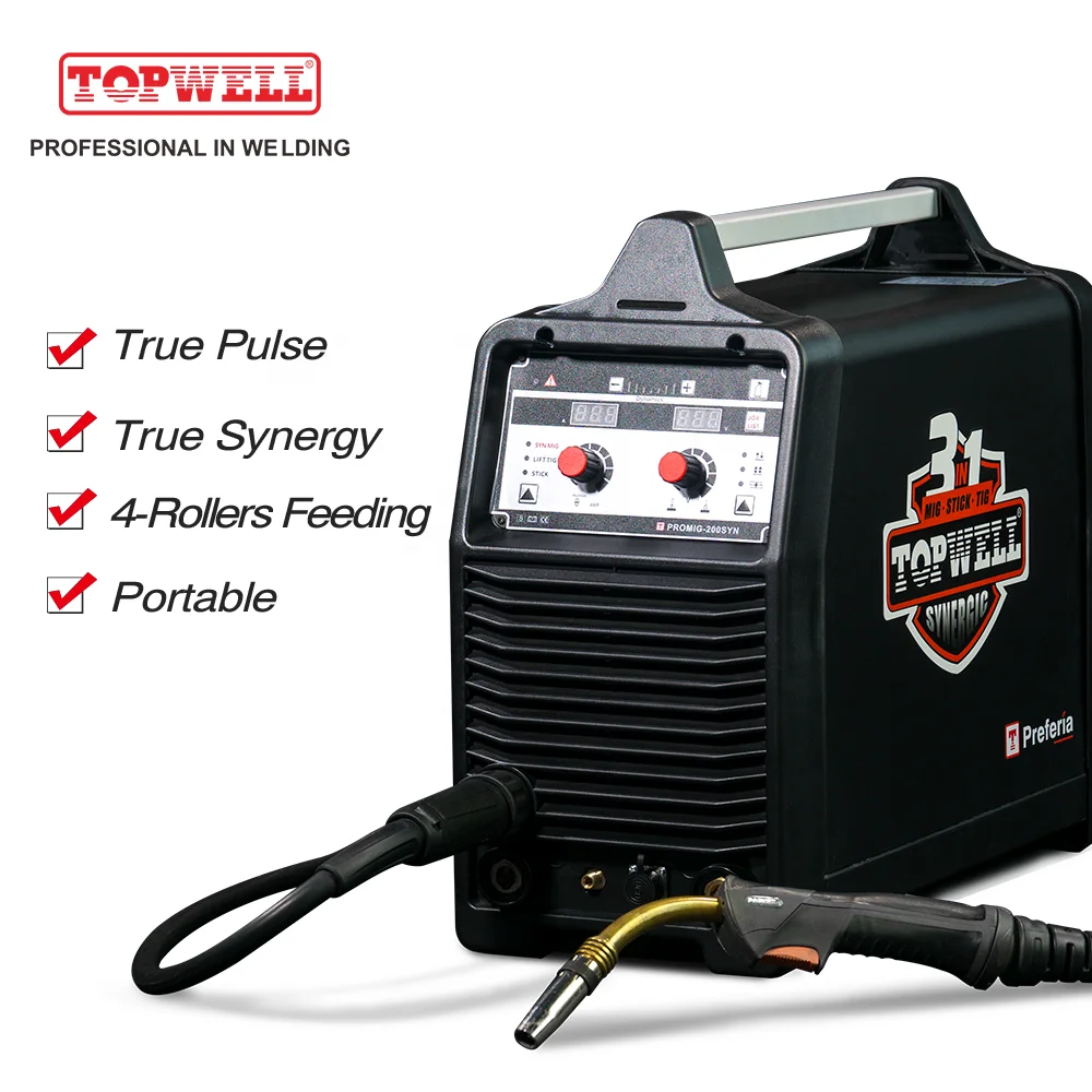 TOPWELL 3in1 Portable Tig welding machine ProMIG-200SYN Pulse