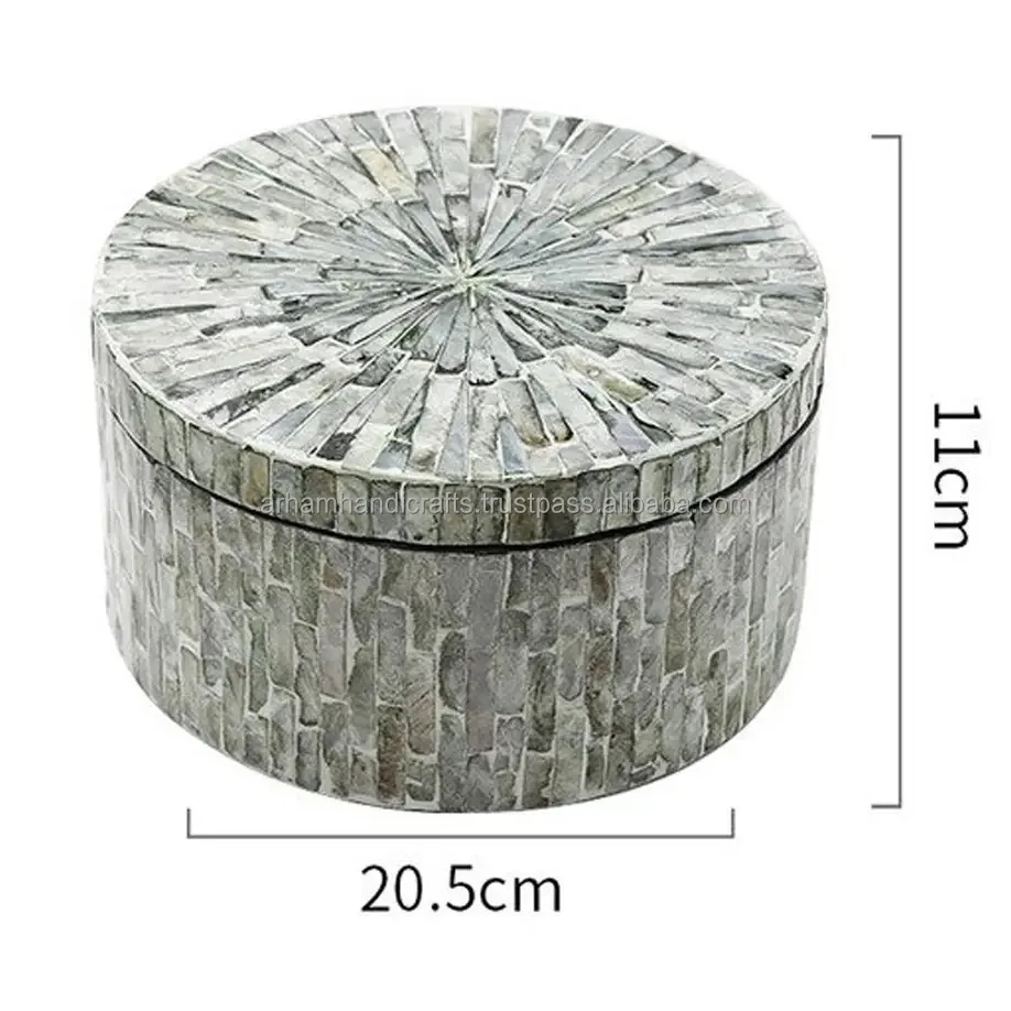 Wholesale Luxury Crafts Gift Box Arabic Style Acacia Wood Mop Inlay Lid Acrylic Jar Custom Size Indian Decor Handicrafts Bone