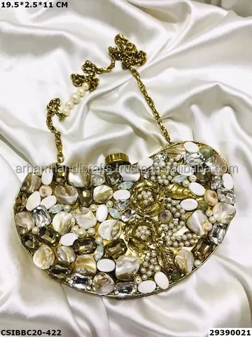 Mother of Pearl Evening Bag Lady Clutch Metal Hot Sale Wedding Light Handbag Handmade Fashionable bag low price by LUXURY CRAFTS