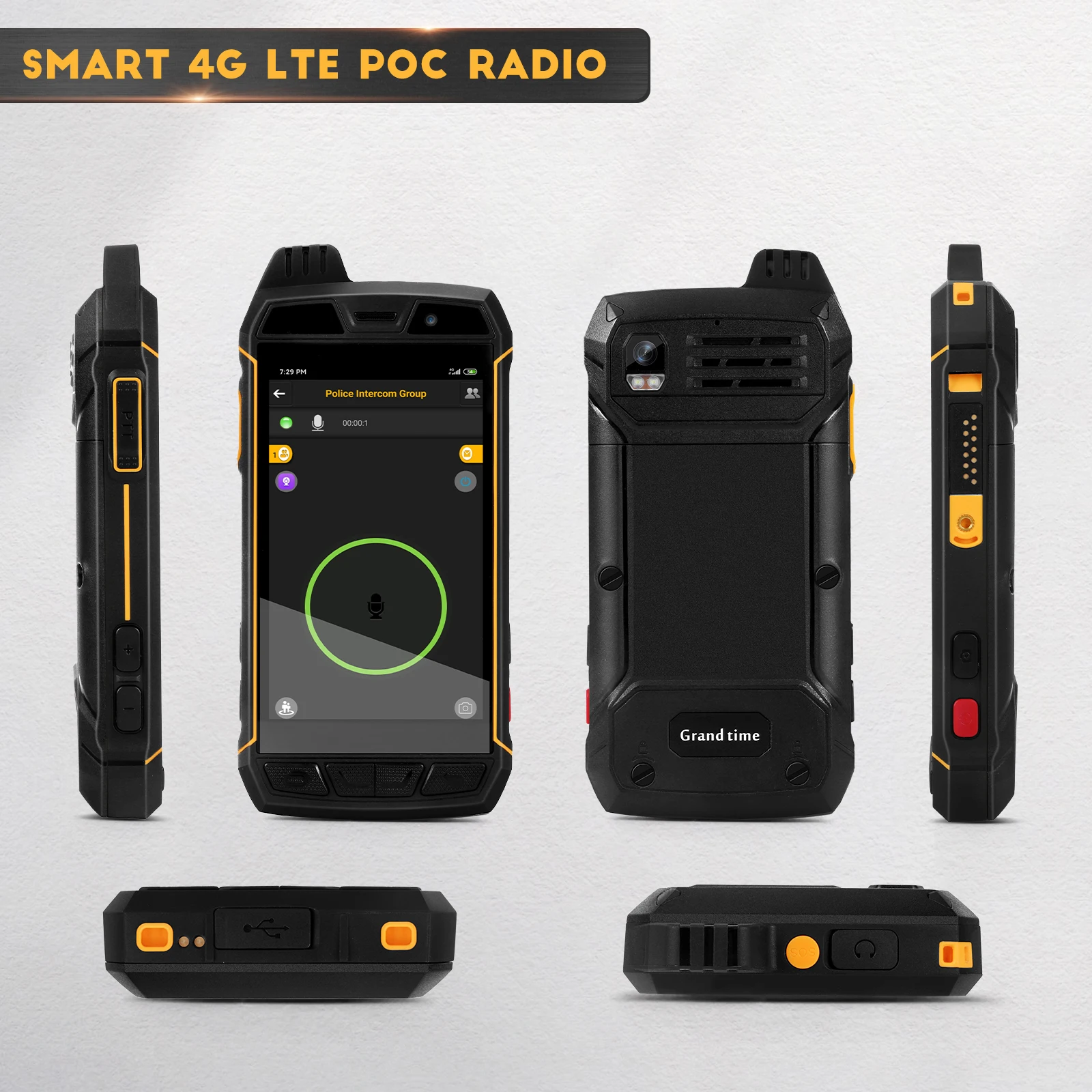 4 g lte ip network poc radio android zello realptt 5000mAh 16GB 32GB 64GB gsm gps waterproof IP68 PTT SOS handheld walki talkies