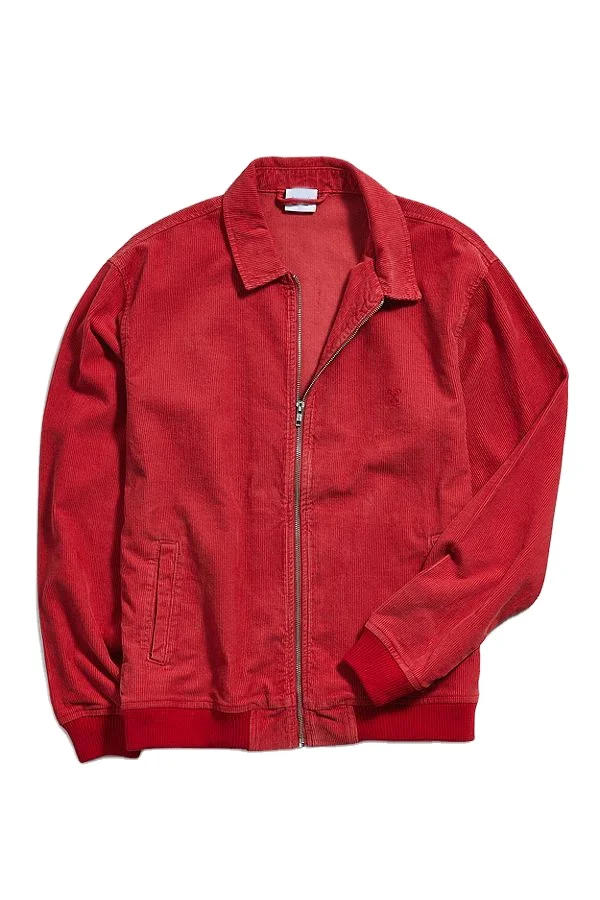 Индивидуально вышитый логотип Вельветовая куртка Харрингтона Красная мужская с открытыми плечами