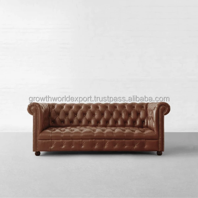 Chesterfield Brown Hot multi Seater Leather Sofa Chesterfield Restaurant Sofa Hotel Furniture Modern cafe home Furniture 2024