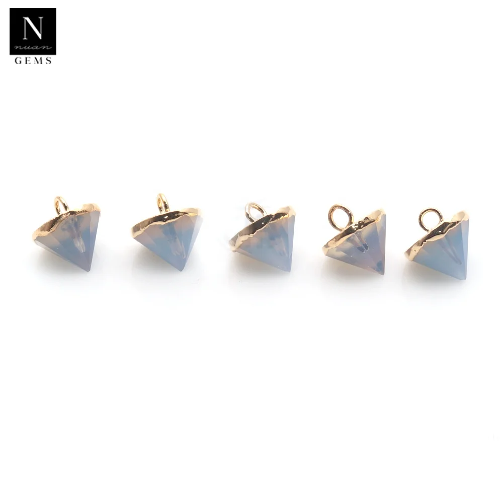 Wholesale Fine Jewelry Pendants & Charms DIY Black Onyx Cone Shape Necklaces with Single Bail Gold Plated Connectors for Women