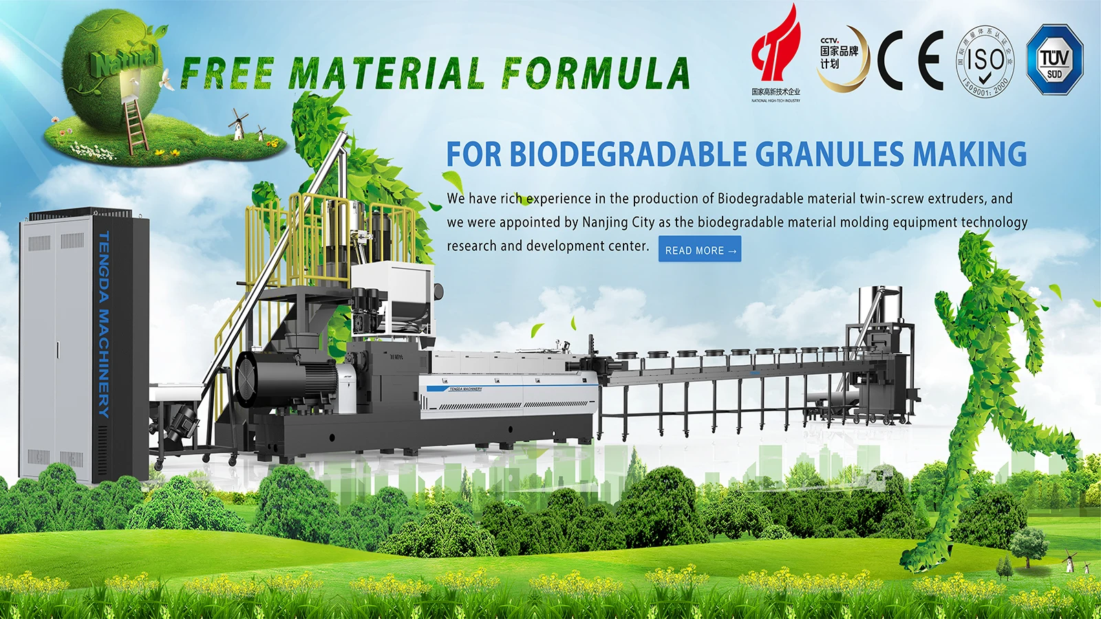 Biodegradable granules starch parallel twin screw extruder making machine