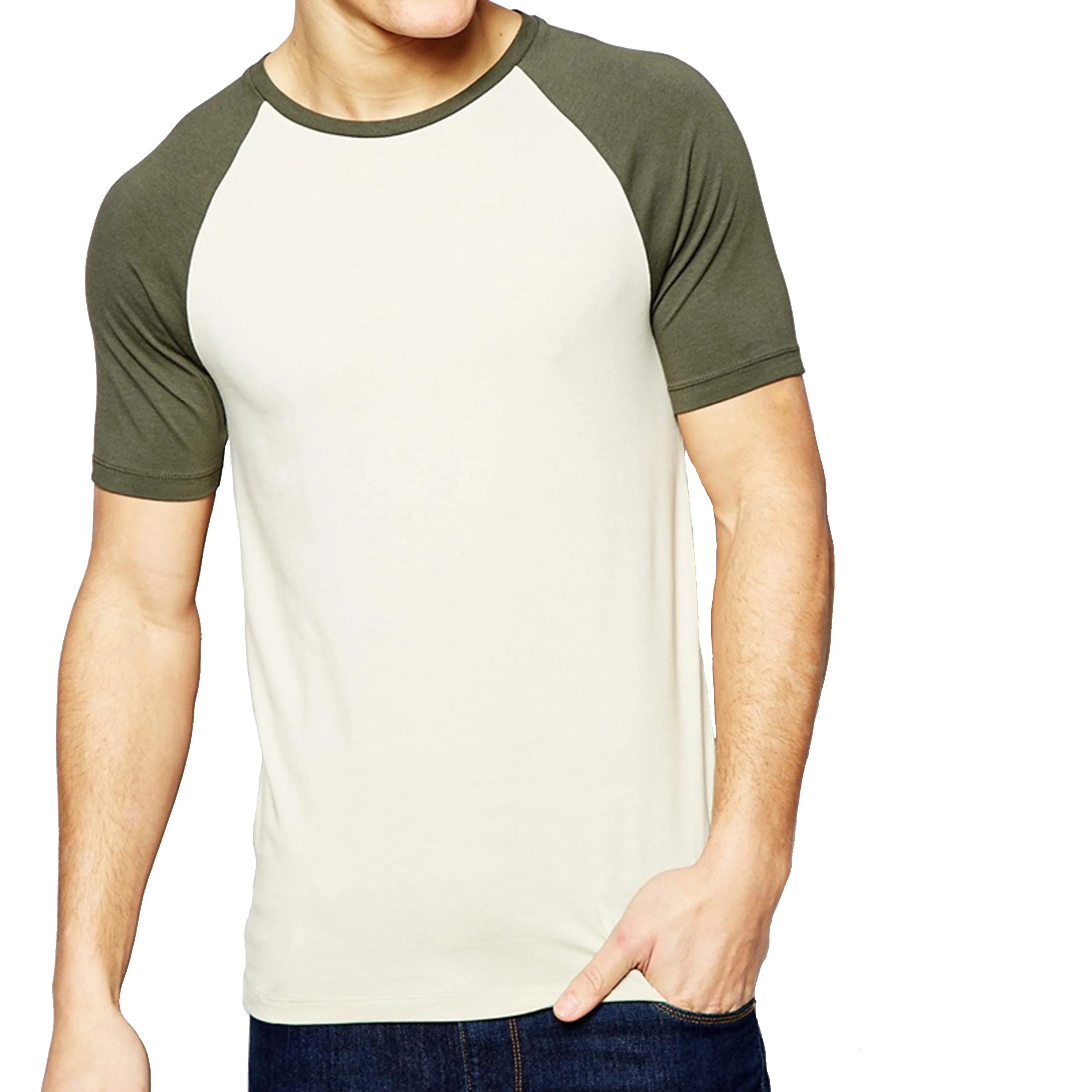 Customized Breathable Slim Cut Raglan Half Sleeve Crew Neck Essential t Shirt for Mens Clothing Wholesales From Bangladesh