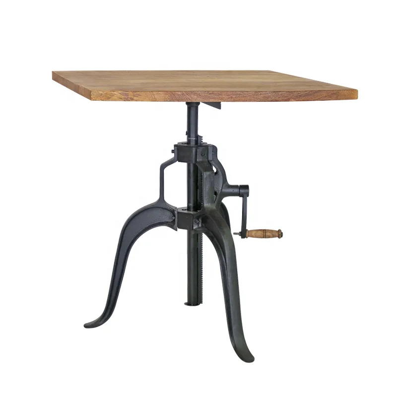 Industrial Vintage Crank Mechanism Bar Table Jodhpur Rustic Adjustable Crank Bar Table Restaurant Cafe Pub Bar Crank Table