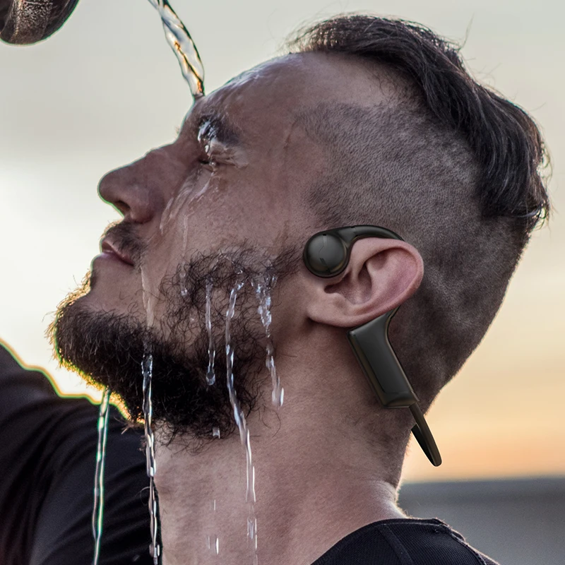 Новая трендовая гарнитура для бега с костной проводимостью, Беспроводные спортивные водонепроницаемые наушники с микросоединением