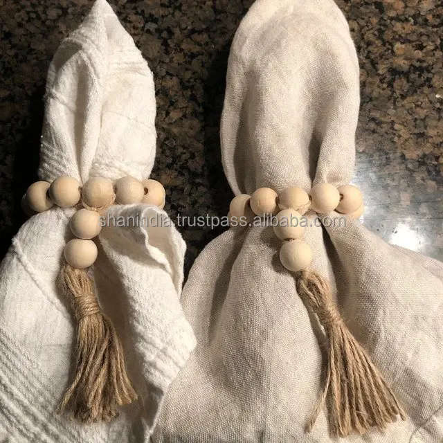 Beech Wood Beaded Wooden Rings, High Quality Polished Wooden napkin Rings, Napkin Holder Wood Rings DIY