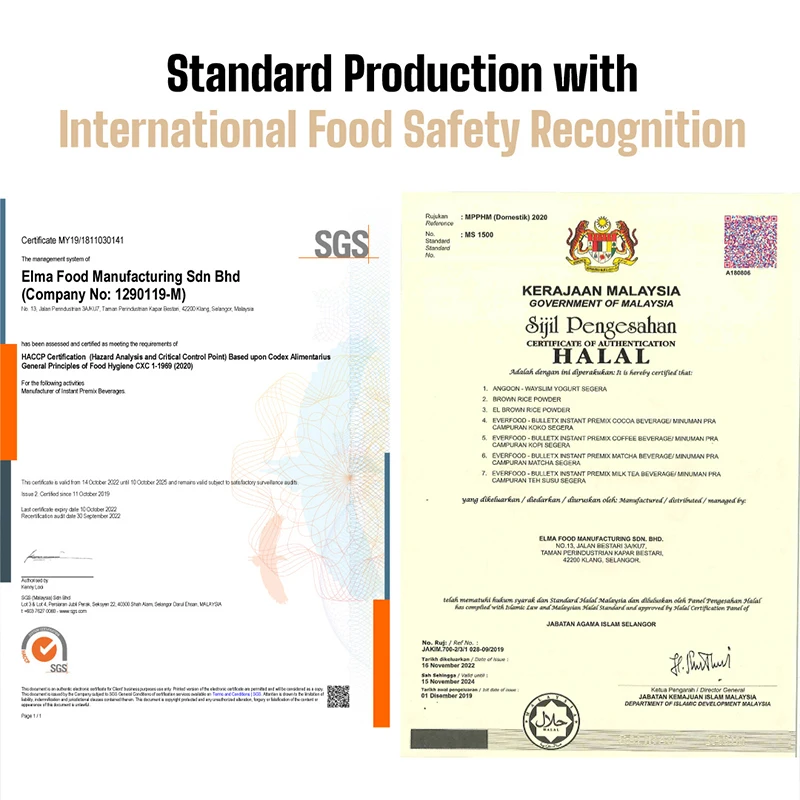 HALAL HACCP Certified 3-in-1 Cacao Malted Powder Bulk 25kg Tasty Nutritional Cocoa Beverage Premix Chocolate Drink Factory Price