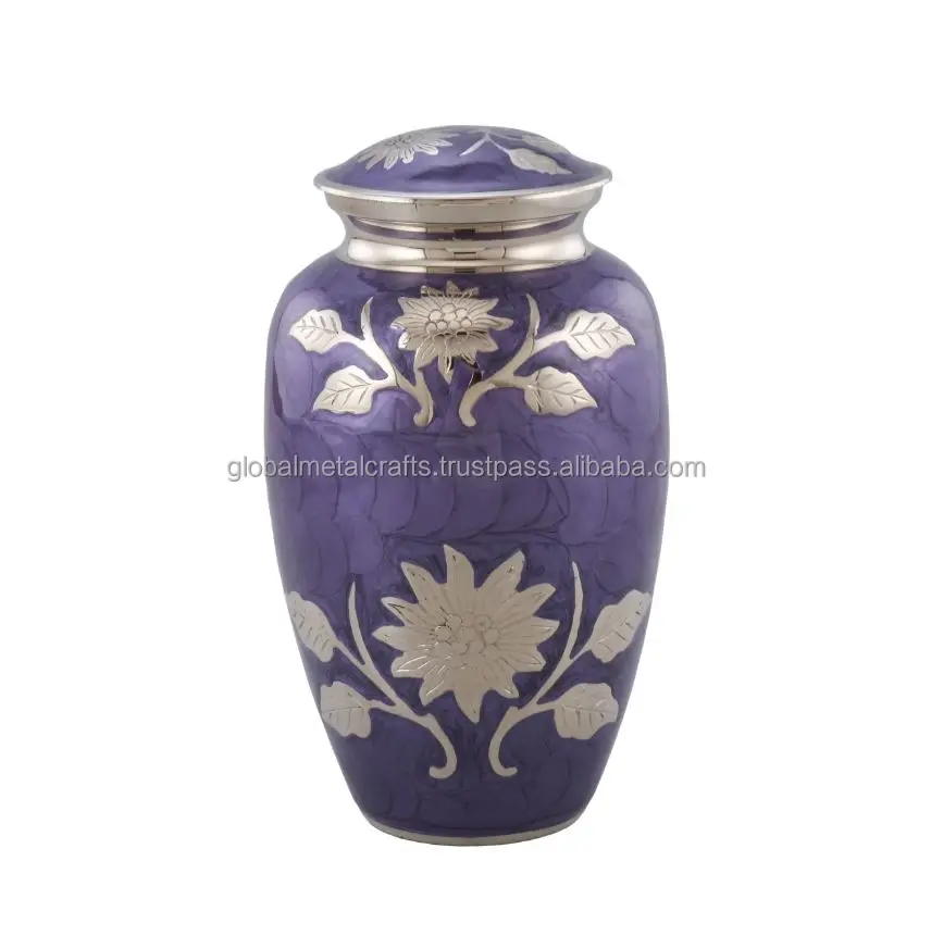 Brass Keepsake Cremation Urns With Touching Flower Design For Funeral Supplies Urns Coffin Casket For Human Ashes
