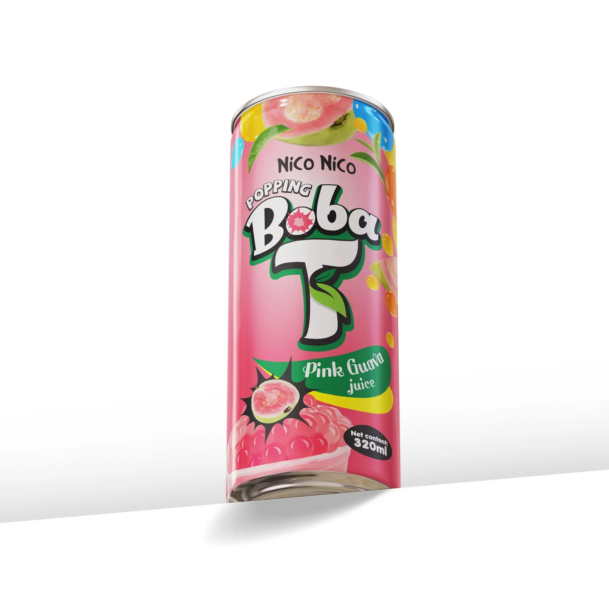 Розовый чай гуава Боба напиток с фруктами жемчуг 320 мл Оптовая Продажа Чайные Напитки халяльный поставщик напитков из Вьетнама