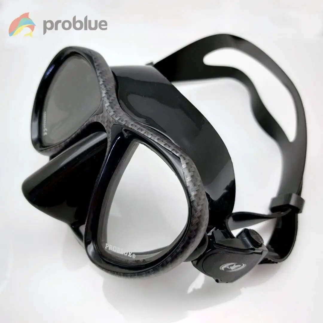 problue MS-249B Black silicone skirt & mask strap 2 window scuba diving masks