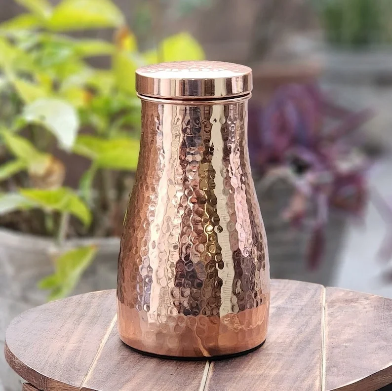 Lean Carafe Luxury Copper Water Bottle Pure Copper Water Copper Water Bottle Handmade at cheap price by LUXURY CRAFTS