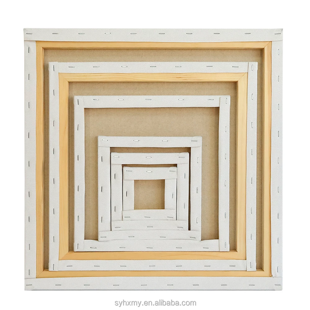 Wholesale customized Multiple Sizes Stretched Canvas with Frame 6 pack 380g Linen Blend Art Canvas Set for Print Painting