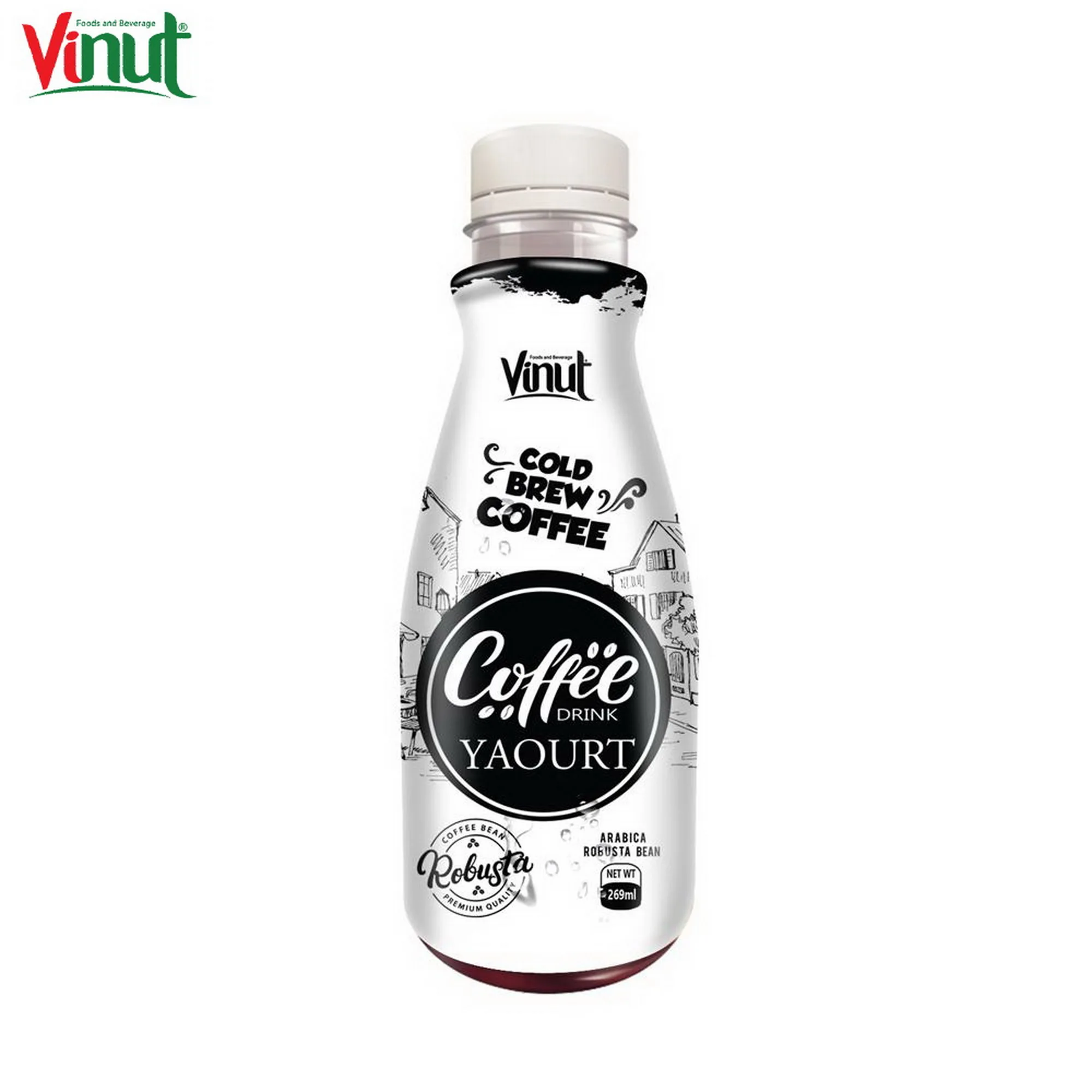 269ml VINUT Bottle White Cold Brew Coffee Drink - Free Sample, Low Calories, Private Label, Ready to Drink