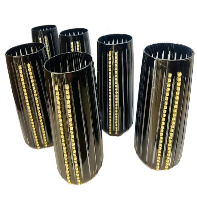 wholesale hot sales high quality Tall and thin beaded fruit juice drink glass water glass handmade whiskey beer glass mug 480 ml