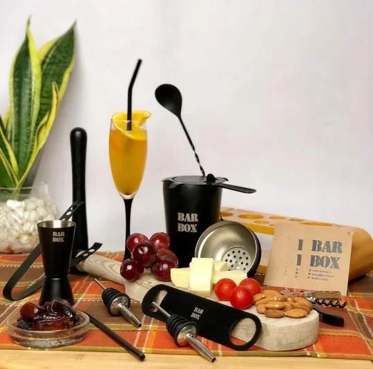 Steel Gold PVD Coating Bar Tool Set with Stand Shining Polish Gold Bar Ware Accessories Met set sunset  bar king international