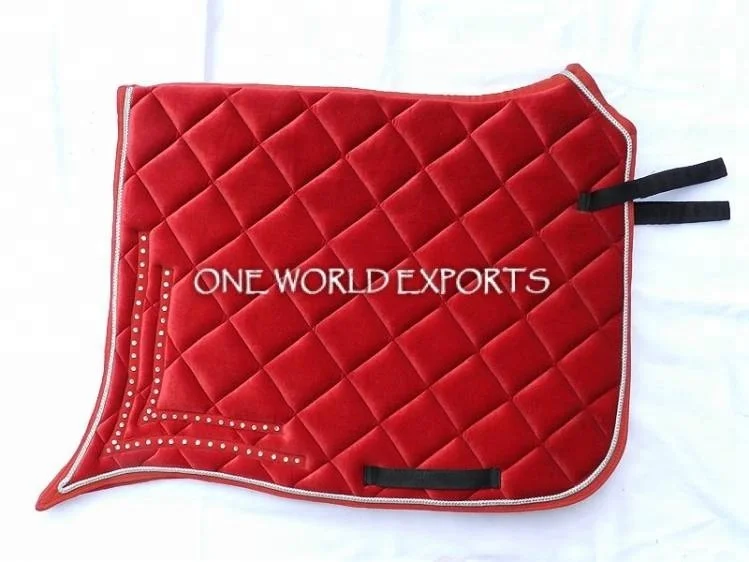 Dressage Saddle Pad Red Quilted Cushion Padded Cotton designer for horses soft cushioning for saddle protection of horse back
