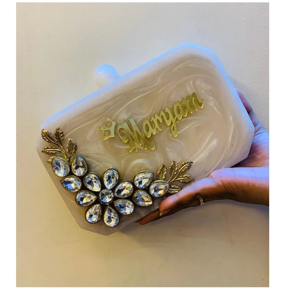 Resin Clutch Bag Antique Wallet for Women Mid Century Trending Quality Hand Clutch Bag for Evening Bag Wedding Bridal Shower