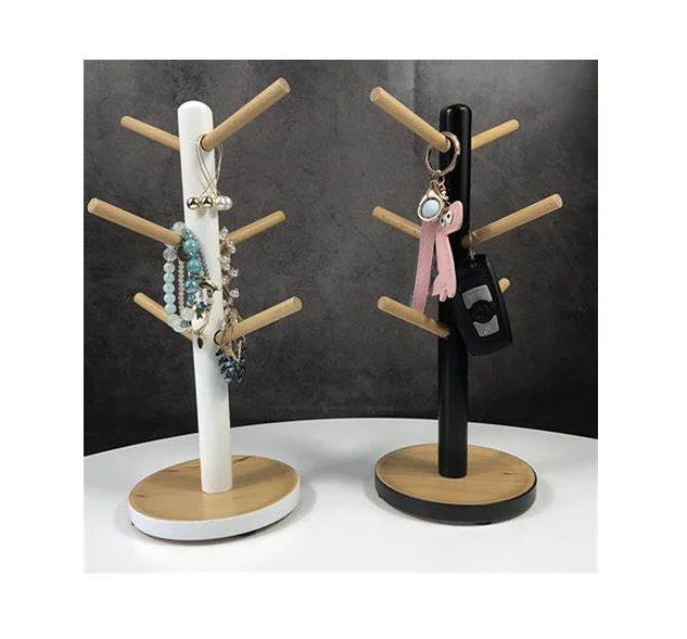 Coffee Mug Holder Wood Shelf Rustic Wall Mounted Cup Organizer Hanging Rack with 12 Hangers for Kitchen / Home / Coffee / Bar