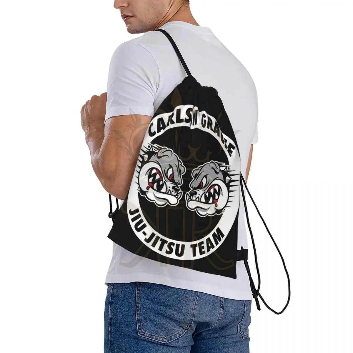 Carlson Gracie Jiu-Jitsu Team Backpacks Drawstring Bags Drawstring Bundle Pocket Sports Bag BookBag For Man Woman School