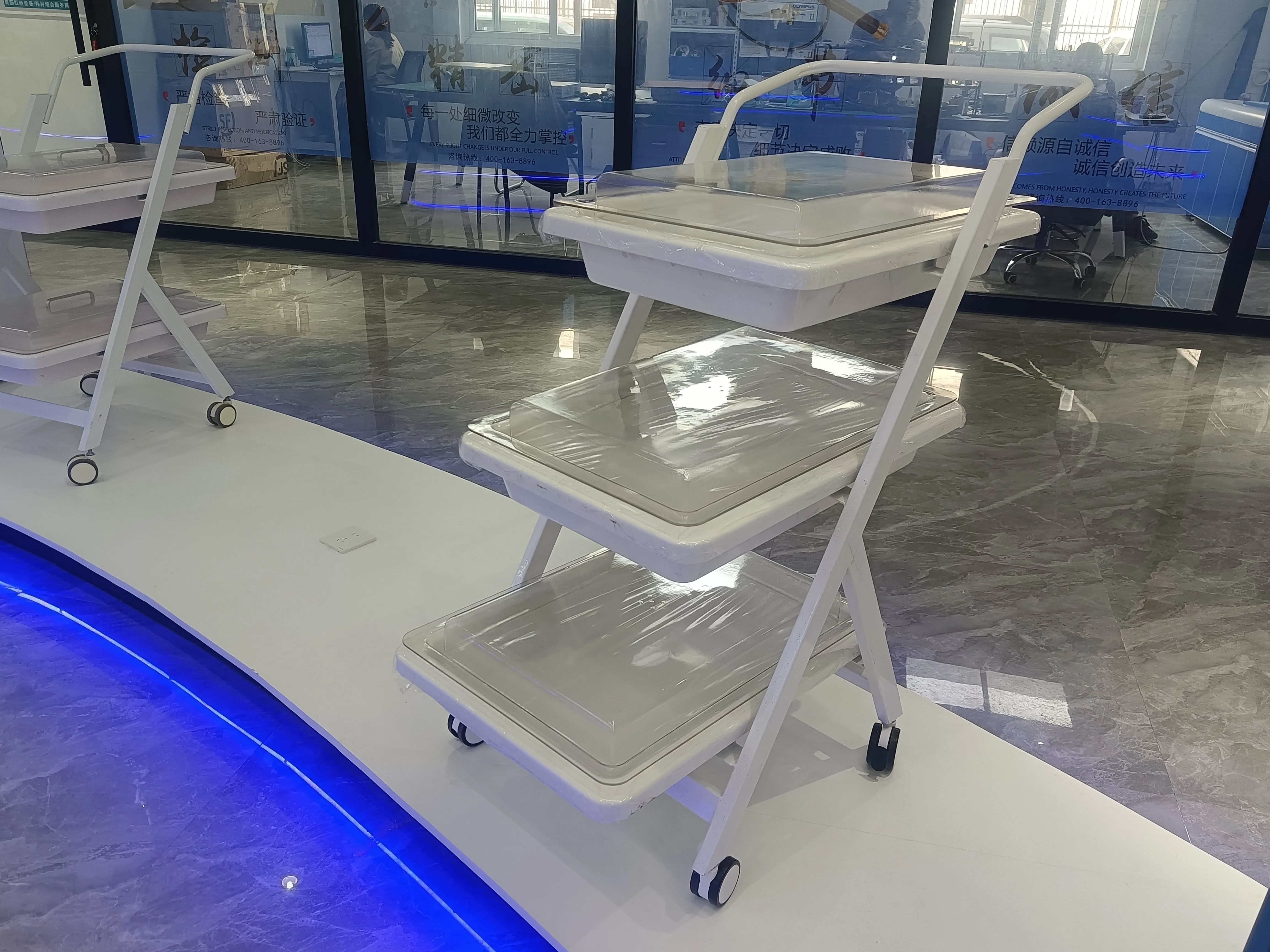 Hospital Medical ABS Instrument Trolley Plastic Patient Nursing Treatment Trolley/Cart with 2 Layers OEM