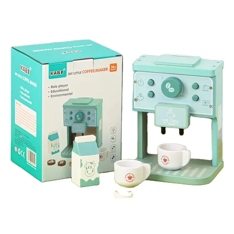 EMA Factory Green Coffee Machine Education Preschool Children Role Playing Cooking Kitchenware Game House Party Toy Set