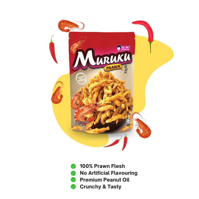 Halal Premium Muruku Custom Brand Wholesale OEM Healthy Prawn Shrimp Snack Crispy Cracker Fried Snacks, Poultry & Seafood