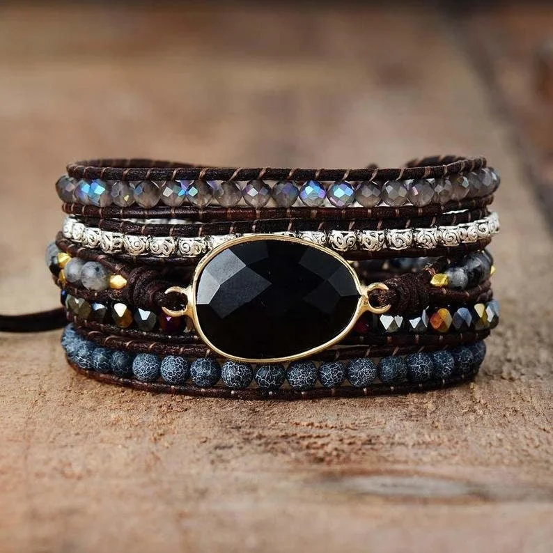 Best Selling Amazon Bracelet I Black Onyx Bracelet-Natural Gemstone Grounding Bracelet-Healing Balance Spiritual Protection
