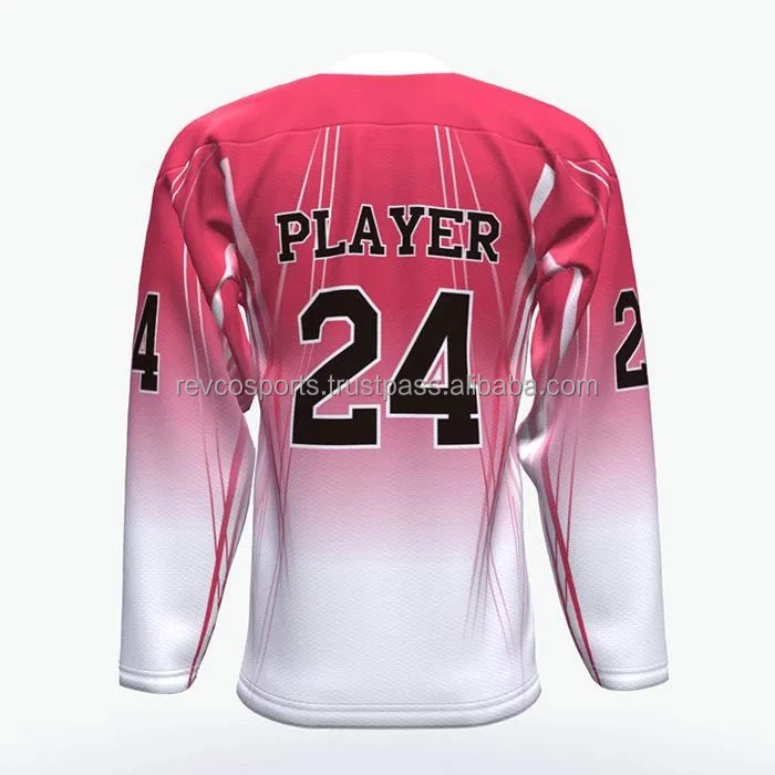 Hot Pink Color Ice hockey Jersey v neck Quick Dry Ice Hockey Jersey Breathable Heavy 100% Polyester Ice Hockey Jersey