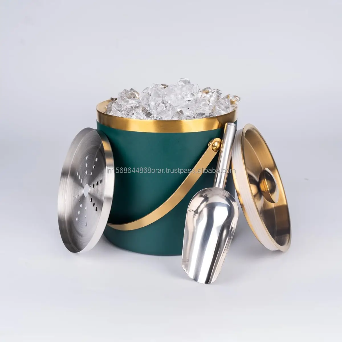 Luxury 1.5 Litre Double Wall Stainless Steel Ice Bucket Fully Hammered Design in Shiny Copper for Party Cocktails Beverages