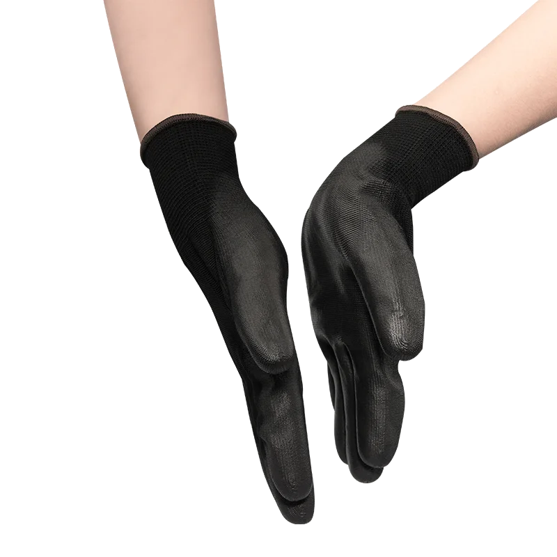 Wholesale Black High Quality Durable Wear resistant and Non-slip Work Pu Gloves