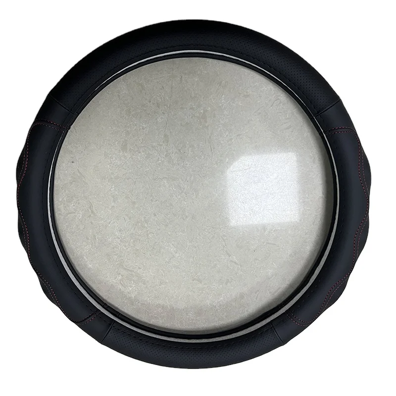 Universal 15 Inch Napa Leather Car Steering Wheel Cover Steering Cover with Natural Inner Rubber for  Middle Cars