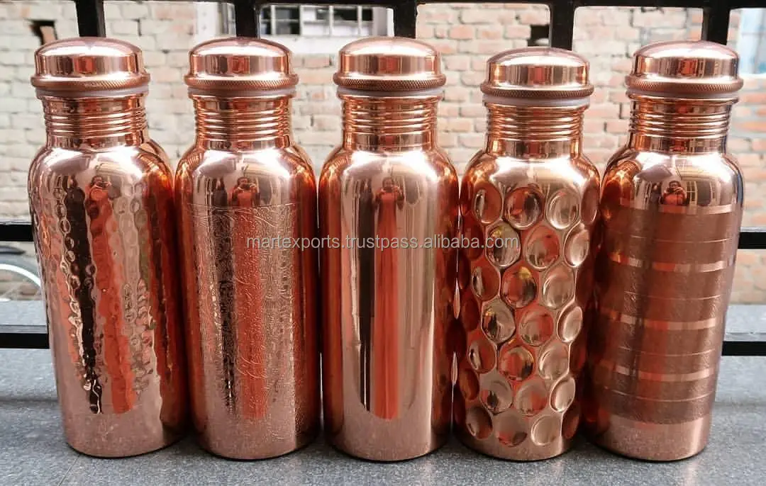High Quality Pure Copper Water Bottle available in Different Styles with Premium Packaging