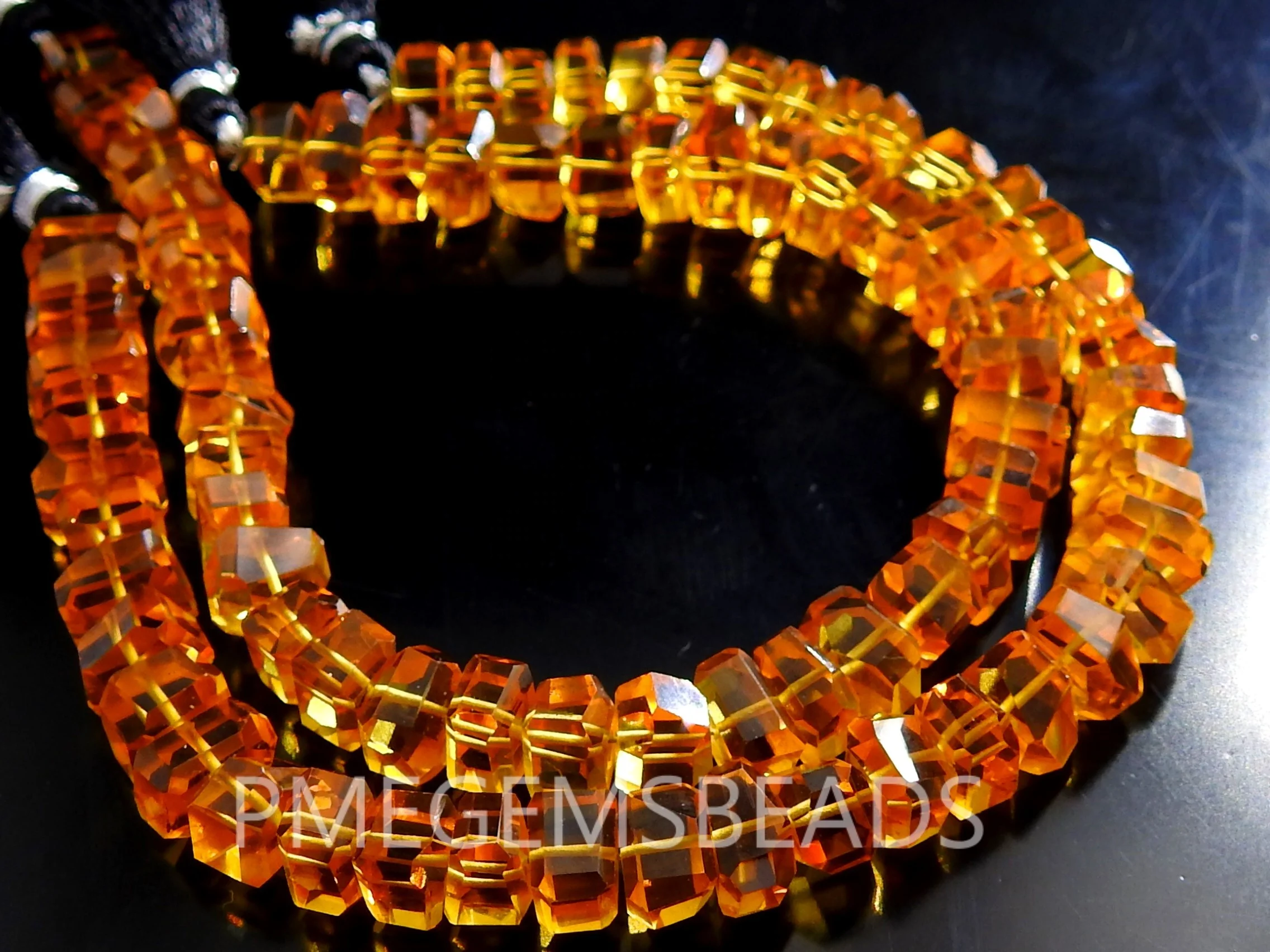 Citrine Yellow Quartz Faceted Tumble Nuggets Gemstone For Jewelry 8Inch 6-8MM Approx
