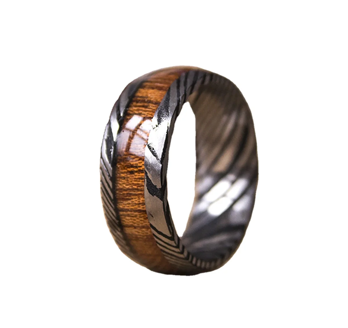 Кольца из дамасской стали ручной работы на заказ, свадебный подарок для мужчин, оптовая продажа, деревянные внутренние кольца на День отца, оптовая продажа