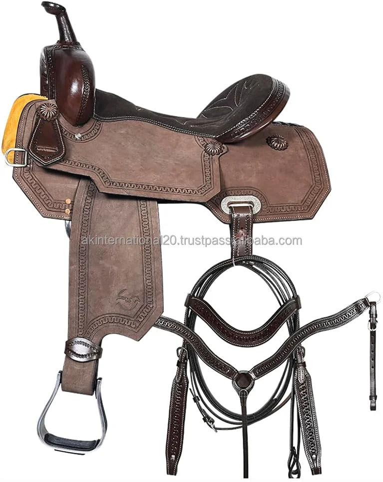 Hot Selling New Leather Saddle Barrel Horse Tack Genuine Leather Manufacturing From India