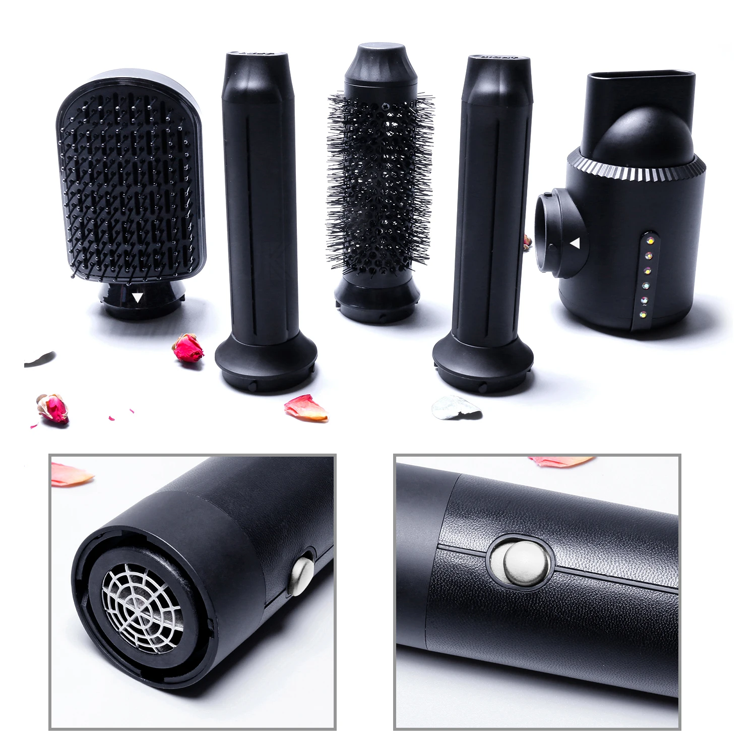 7 In 1 Hair Dryer Nozzle Diffuser Hot Air Brush Straightener Comb Curler Blow Dryer Brush One Step Home Dryer Hot Air Styler