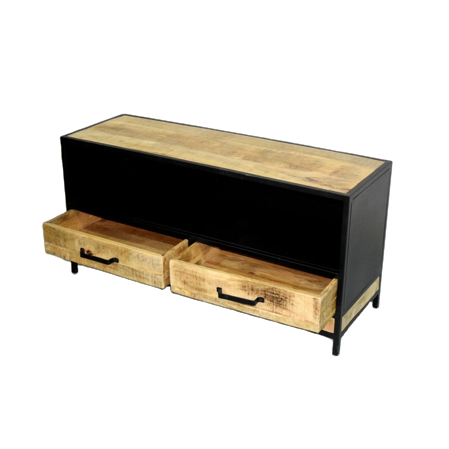 Latest Industrial Modern Iron Metal Wood Drawer Living Room Villa Apartment Entertainment Tv Stand Unit Cabinet
