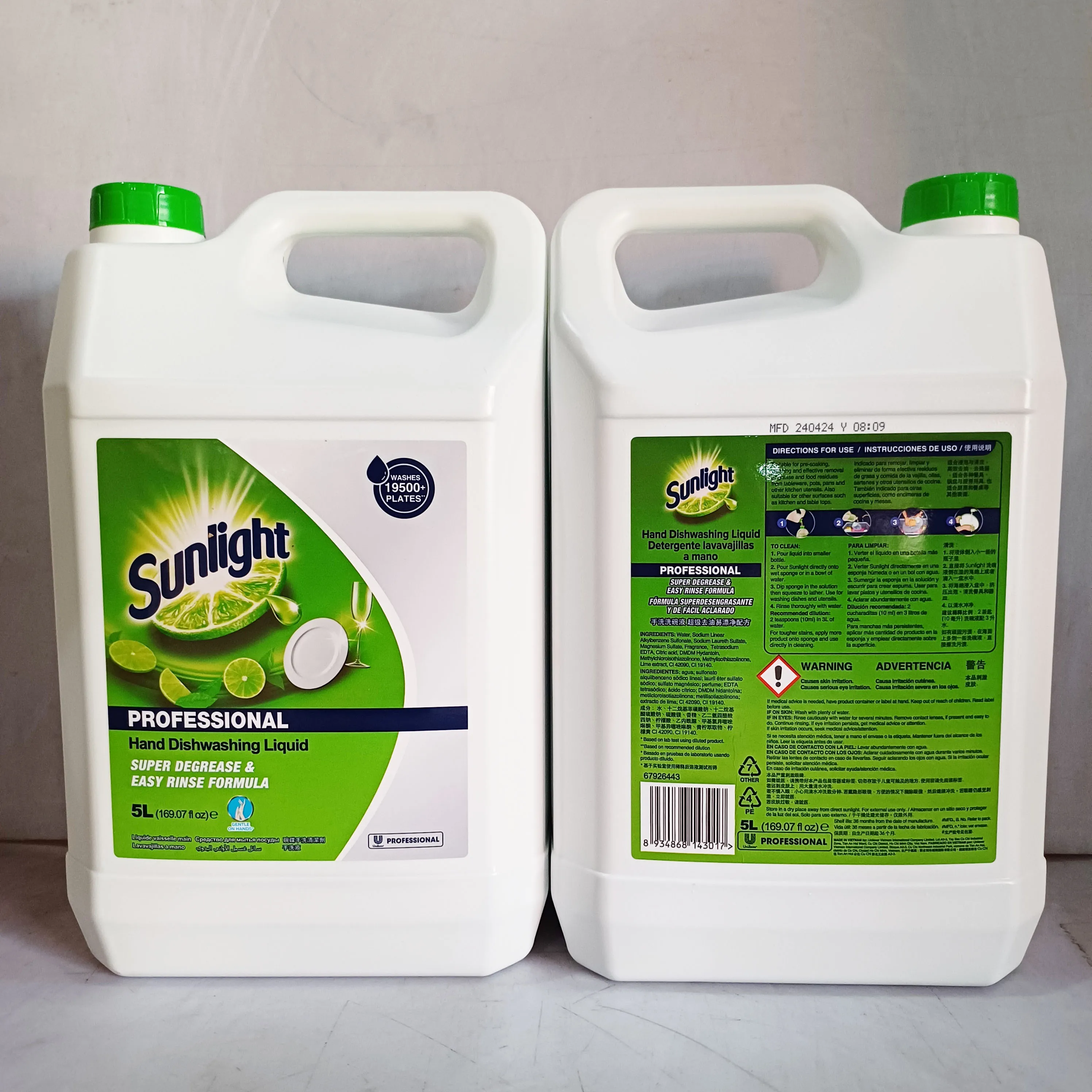 Sunlight Hand Dishwahing Liquid Professional Lime 5L/ Sunlight Professional Hand Dishwashing Liquid Lemon