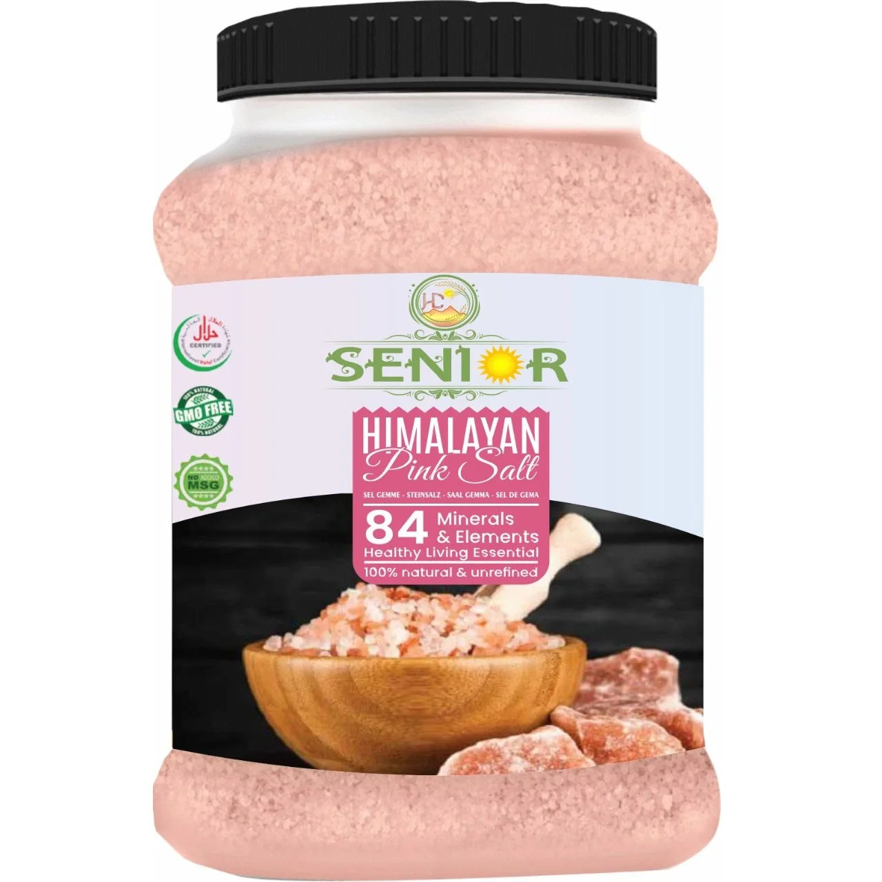 Naturally Organic 100% Pure Himalayan Fine Salt 1Kgs Pet Jar, Senior Brand