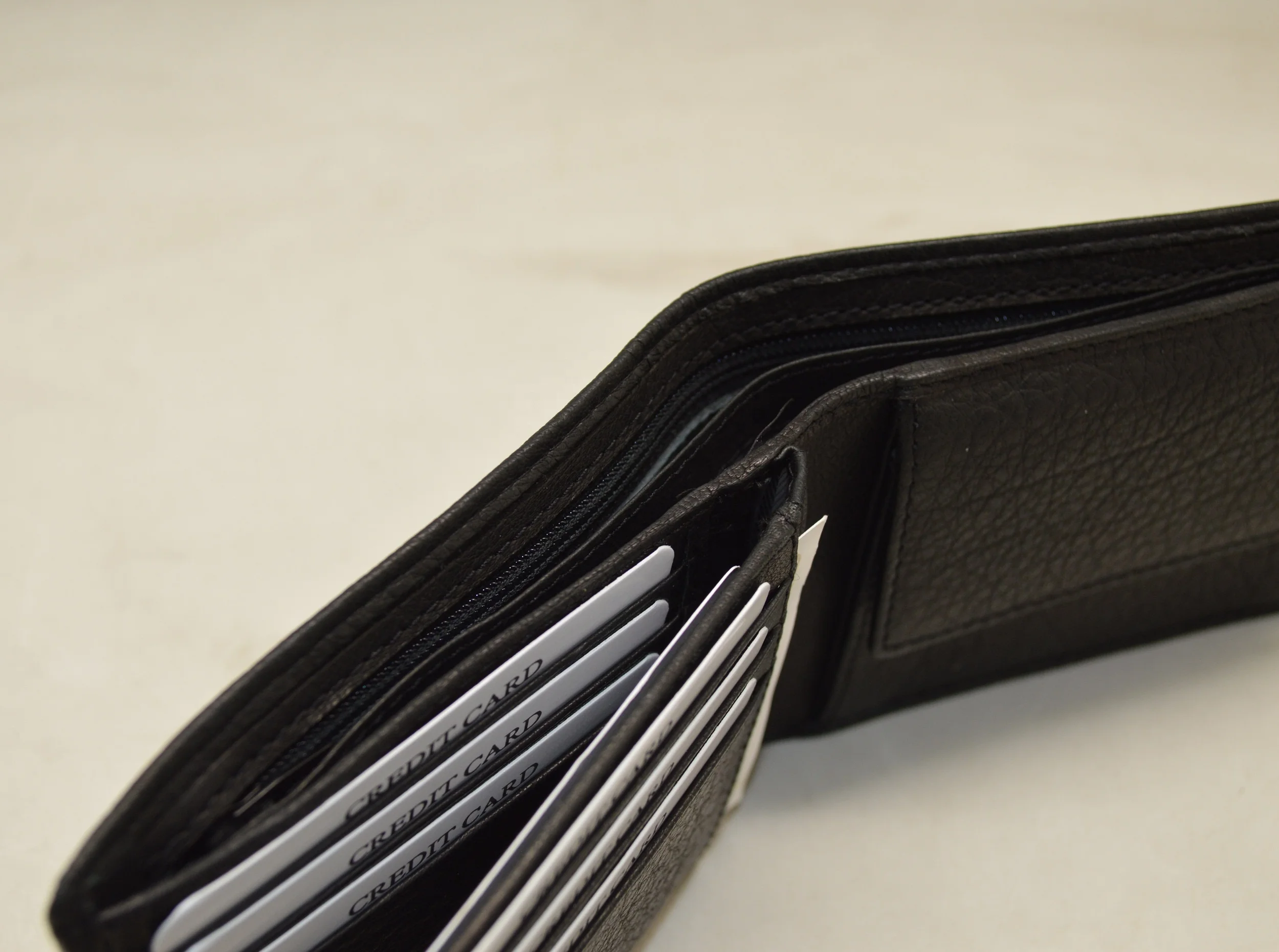 Classic Black Genuine Leather Mens Wallets Custom Your Logo RFID Blocking Slim Minimalist Wallet for Men